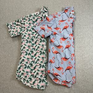 Button Up Shirt Bundle Men S Flamingo Tropical Short Sleeve Party Shirt Summer